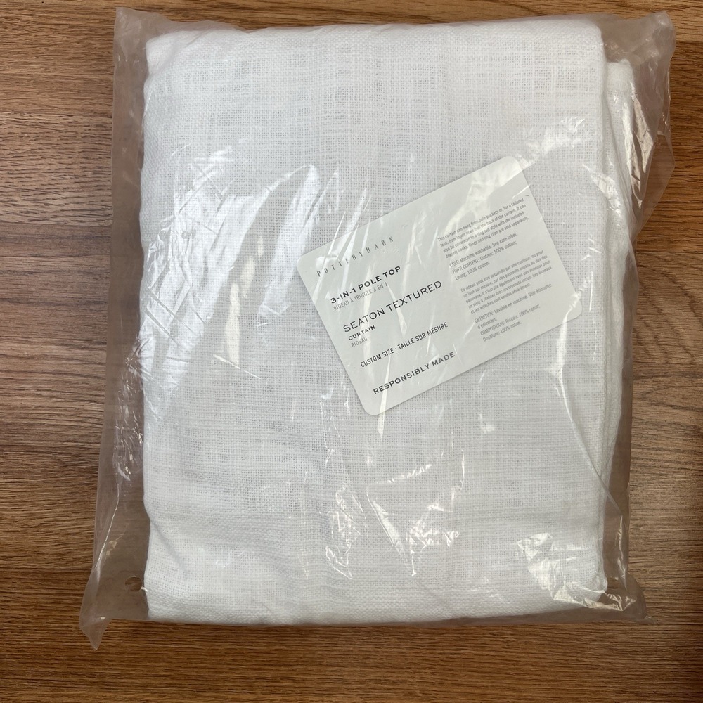Pottery Barn 3-in-1 Pole Top Seaton Textured Curtain Panel White 36"x 98" NEW